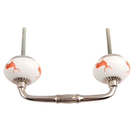 Dark Orange Standing Rein Deer Ceramic Bridge Handle